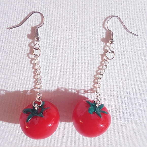 TomatEARS Tomato Women's Earrings Handmade Jewelry Dangling Food NEW - Picture 6 of 10
